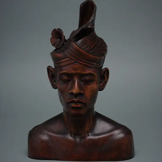 Balinese wooden male bust,